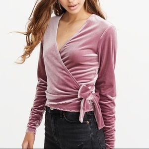 Pink Velvet Wrap Top from Abercrombie
